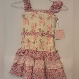 Womens small / XL / 16 LoveShackFancy Blooming bow smocked tiered ruffle dress